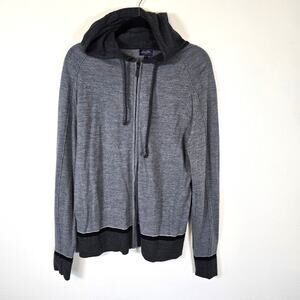 Good Man Brand Sweater Hoodie Men's M Gray Merino Wool Casual Athleisure Zip Up